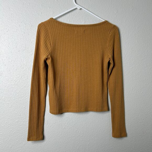 Madewell Cardigan Crop Tee Small Ribbed Knit Toffee - Picture 6 of 6